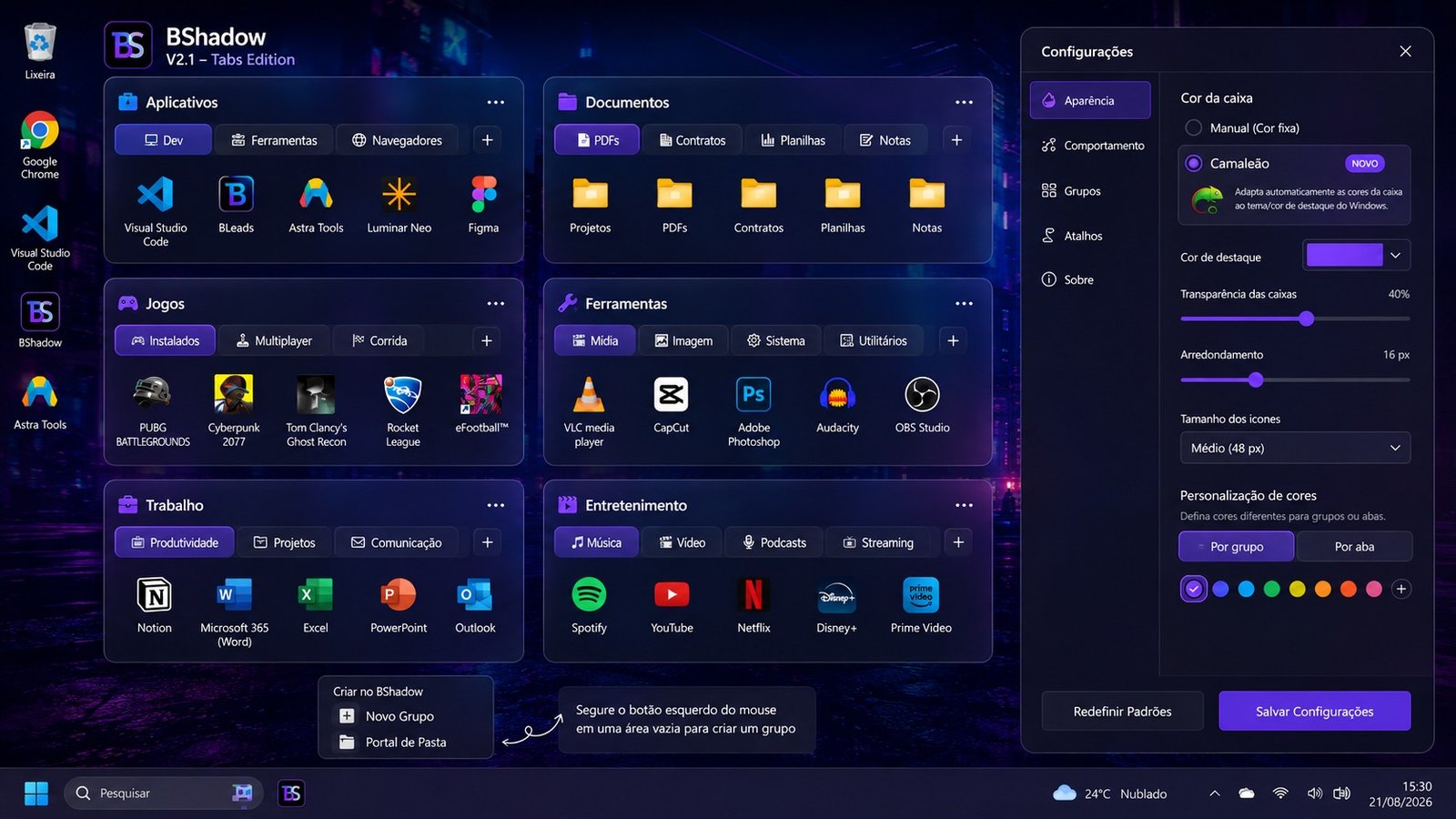 Interface real do BShadow