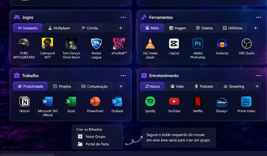 Organização no BShadow